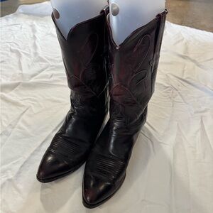 Lucchese Black and Burgundy Cowboy Boots